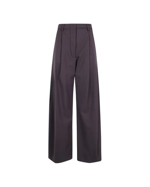 Thelatest Purple Pleated Wide-Leg Trousers