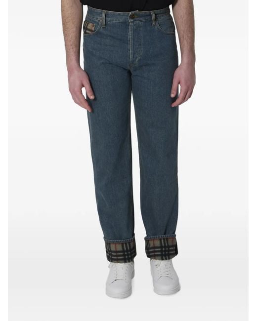 Burberry Blue Cotton Jeans for men