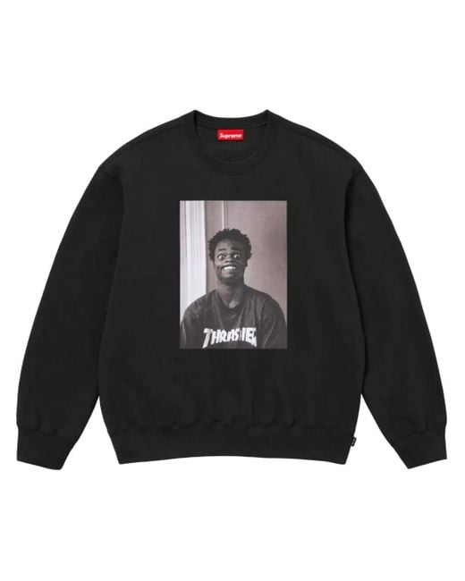 Felpa Girocollo X Thrasher di Supreme in Black da Uomo