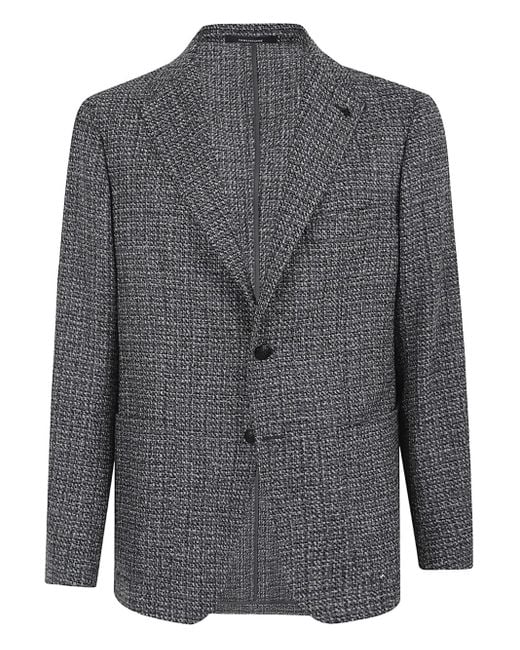 Tagliatore Gray Buttoned Woven Jacket for men