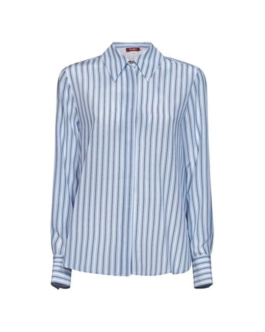 Max Mara Blue Striped Silk Shirt