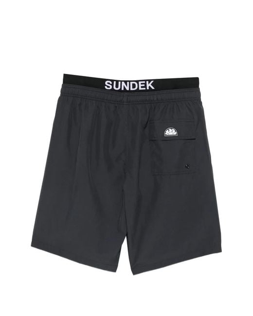 Sundek Black Short De Bain À Taille Logo for men