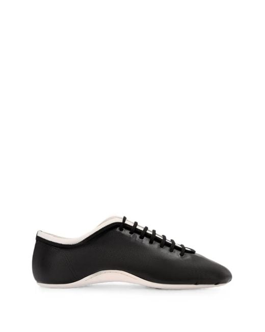 Dries Van Noten Black Leather Ballerina Sneakers
