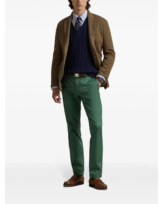 Polo Ralph Lauren Green Cotton Tapered Trousers for men