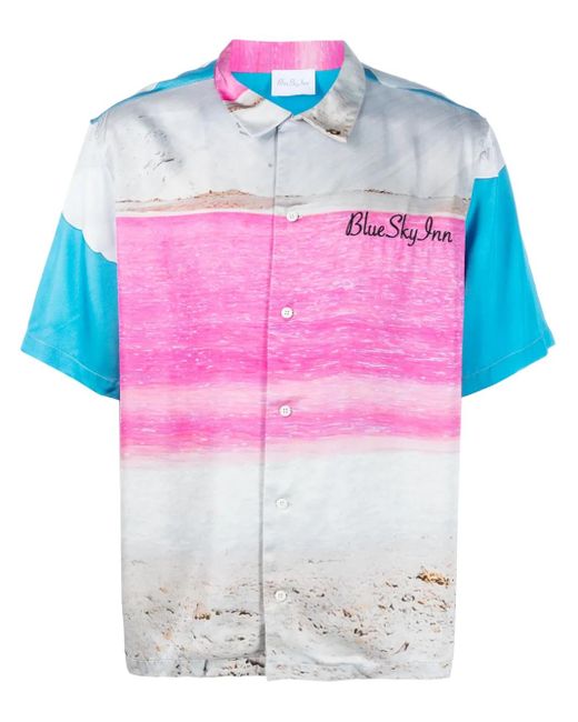 BLUE SKY INN Pink Abstract-Pattern Short-Sleeve Shirt for men