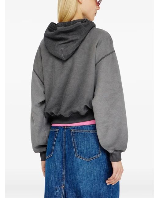 DIESEL Gray Hoodie With Dévoré Print