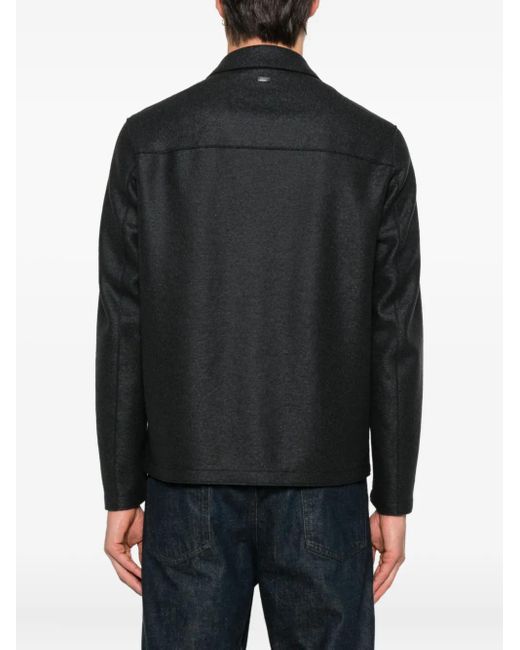 Herno Black Virgin Wool Camicia for men