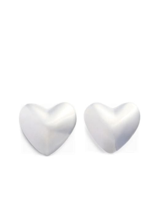 Patou White Heart Earrings