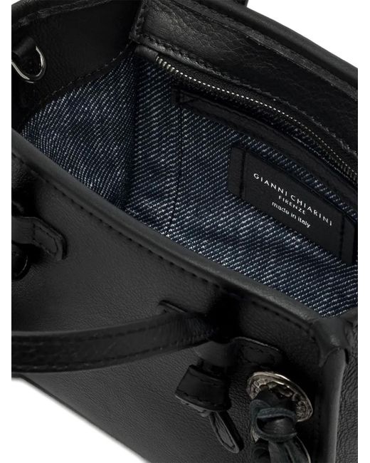 Gianni Chiarini Black Marcella Fringe-Embellished Leather Tote Bag