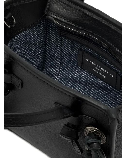 Gianni Chiarini Black Marcella Fringe-Embellished Leather Tote Bag