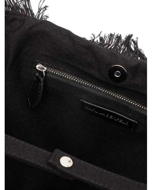 Karl Lagerfeld Black K/Rsg Frayed-Edge Tote Bag