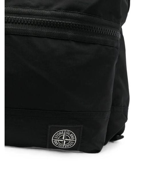 Stone Island Black Logo-Patch Zip-Fastening Backpack for men
