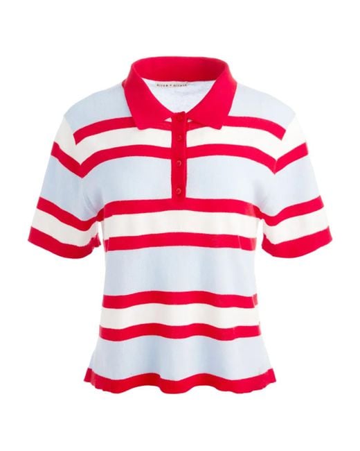 Alice + Olivia Red Tillie Polo Shirt