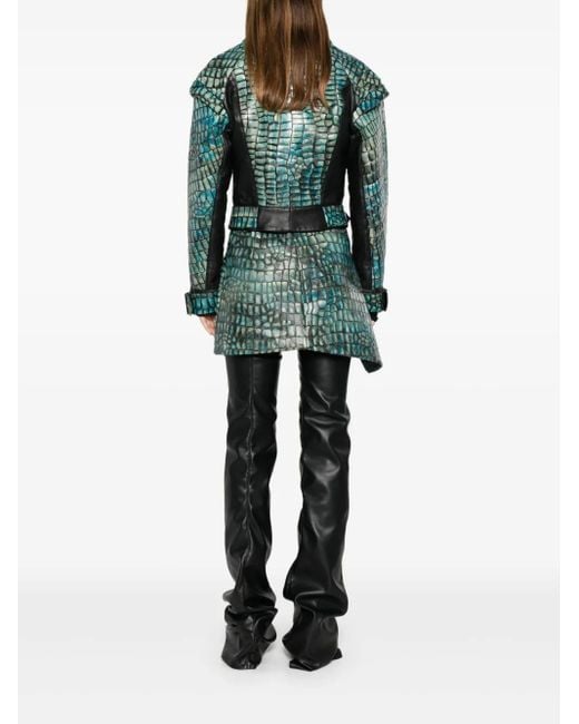 MITILIANE COUTURE Green Embossed Leather Jacket