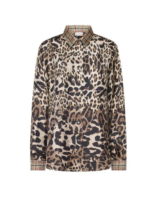 Pierre Louis Mascia White Leopard-Print Silk Shirt for men