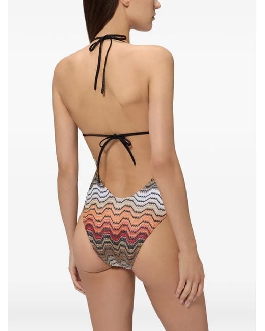 Missoni White One-Piece Swimsuit With Greek Motif