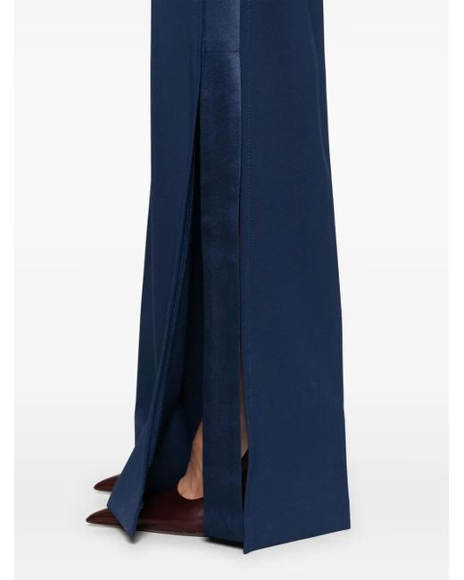 Elisabetta Franchi Blue Krepphose Mit Satinbesatz