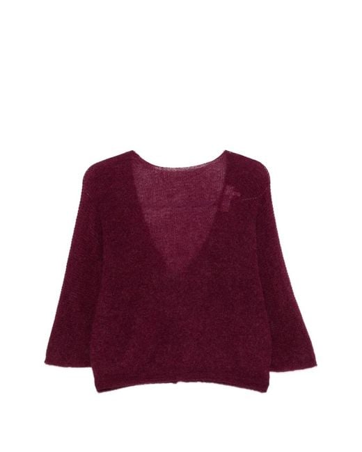 Ba&sh Red Button-Embellishment Cardigan