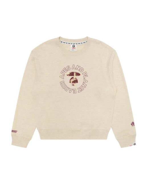 Aape By A Bathing Ape White Logo-Print Crew-Neck Sweater