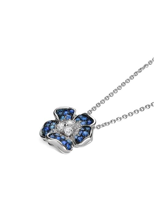 Leo Pizzo Blue 18Kt Flora Diamond And Sapphire Necklace