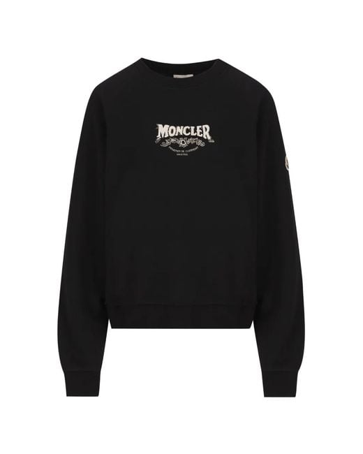 Moncler Black Bead-Embellished Logo-Patch Sweatshirt