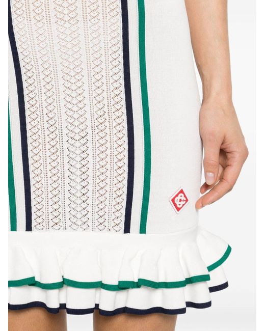 Casablancabrand White Stripe-detail Ribbed Mini Dress