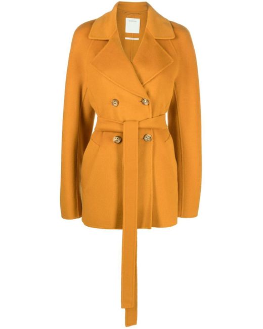 Sportmax Orange Wool-cashmere Double-breasted Coat