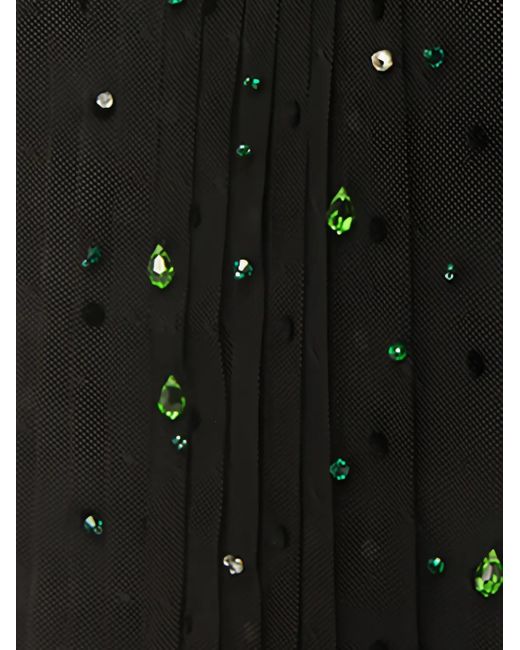 Prada Black Crystal-Embellished Pleated Dress