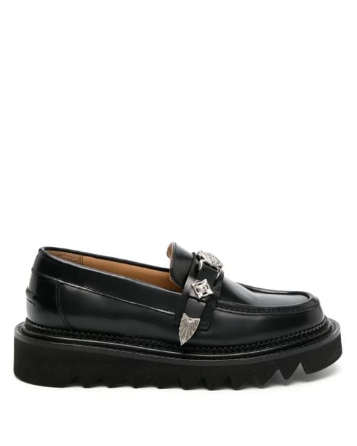 Toga Black Stud-Embellished Leather Loafers