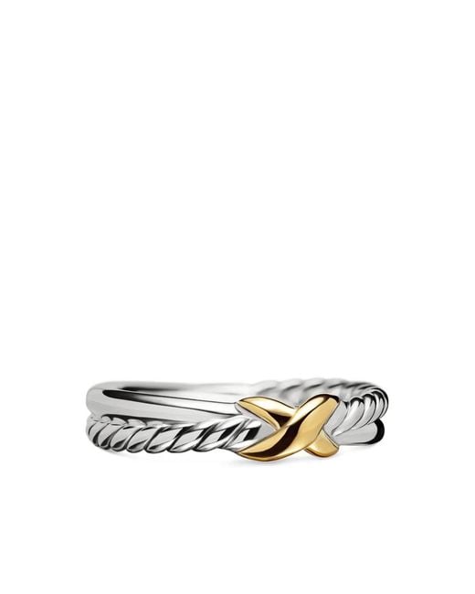 David Yurman White 18Kt And Sterling Petite X Ring (4Mm)