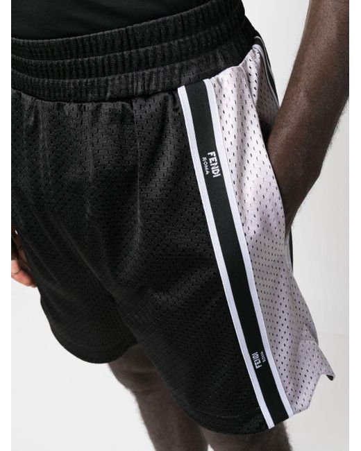 Short de sport perforé à bande logo Fendi pour homme en coloris Black