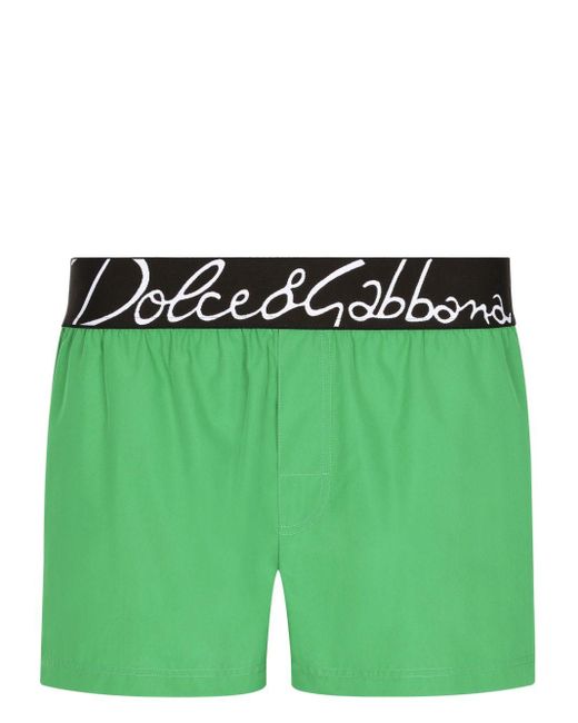 Short de bain à taille logo Dolce & Gabbana pour homme en coloris Green