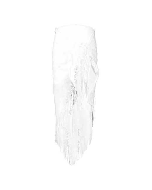 Miguelina White Julia Lace-Fringe Pareo
