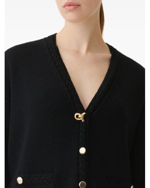 Fabiana Filippi Blue Cardigan À Bords Tressés