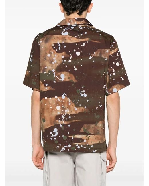 MSGM Hemd Mit Farbklecks-Print in Brown für Herren