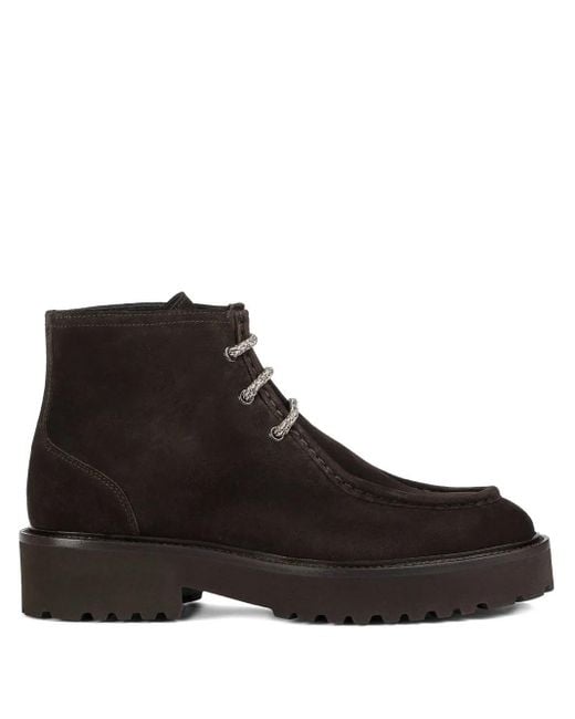Doucal's Brown Suede Lace-Up Boots