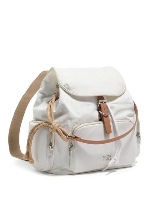 Bimba Y Lola White Buckle-Fastening Drawstring Backpack