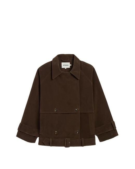 Chaqueta Gaia Con Cinturón Apparis de color Brown