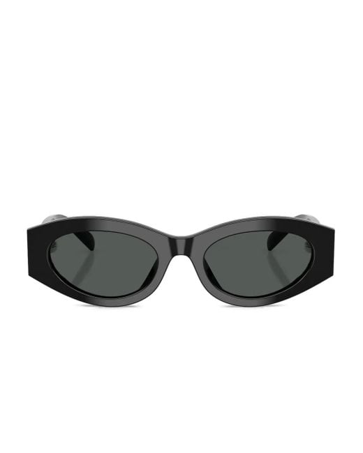 Tory Burch Black Oval-Frame Embellished Sunglasses