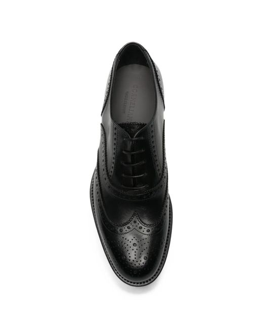 Corneliani Black Brogue-Detail Leather Lace-Up Shoes for men