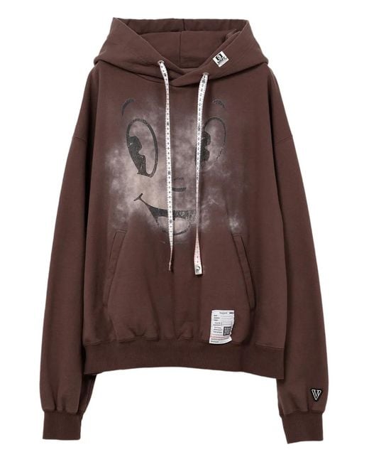 Maison Mihara Yasuhiro Brown Happy Face-Print Hoodie