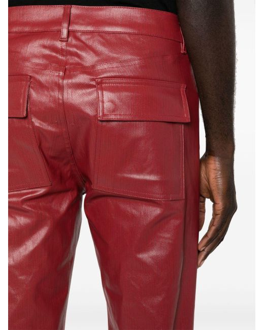 Pantalones ajustados revestidos Rick Owens de hombre de color Red