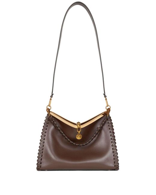 Etro Brown Large Vela Leather Shoulder Bag
