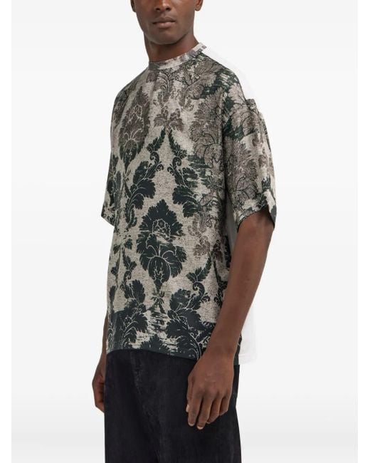 Roberto Cavalli Gray Broccato Print T-Shirt for men