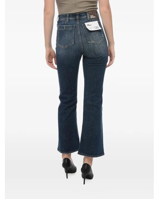 TWO WOMEN TWO MEN Blue Gerbera Patch-Pocket Jeans