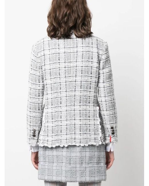 Thom Browne Gray Crochet-Trim Single-Breasted Blazer