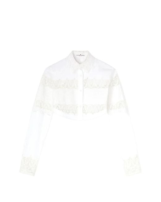 Ermanno Scervino White Cropped Lace-Detail Shirt