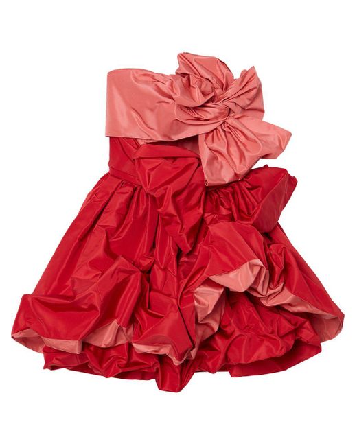 Vestido corto fruncido con lazo Carolina Herrera de color Pink