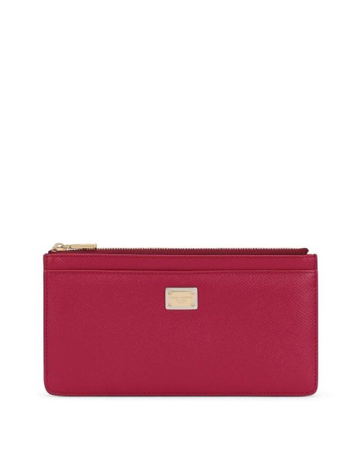 Portefeuille en cuir à plaque logo Dolce & Gabbana en coloris Red