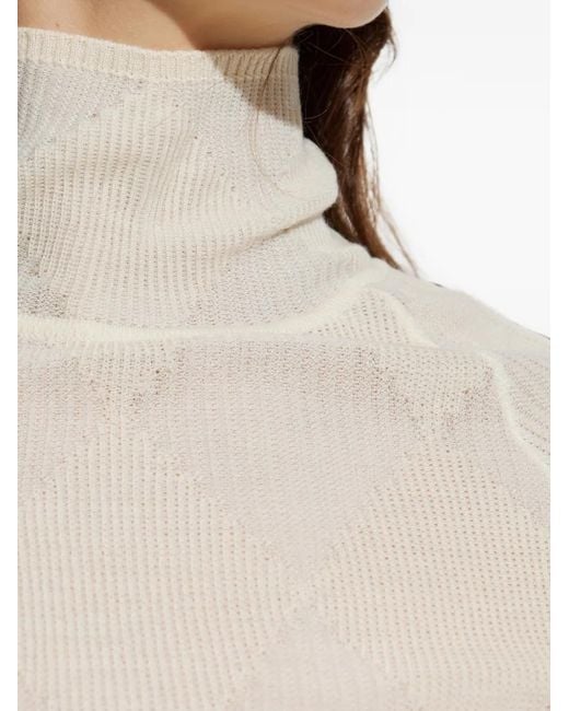 IRO White Rollkragenpullover Mit Argyle-Muster